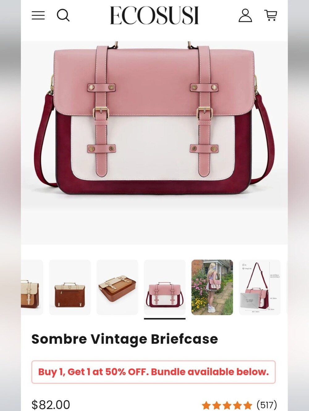 Blush Pink and Cream Briefcase - Picture 9 of 10